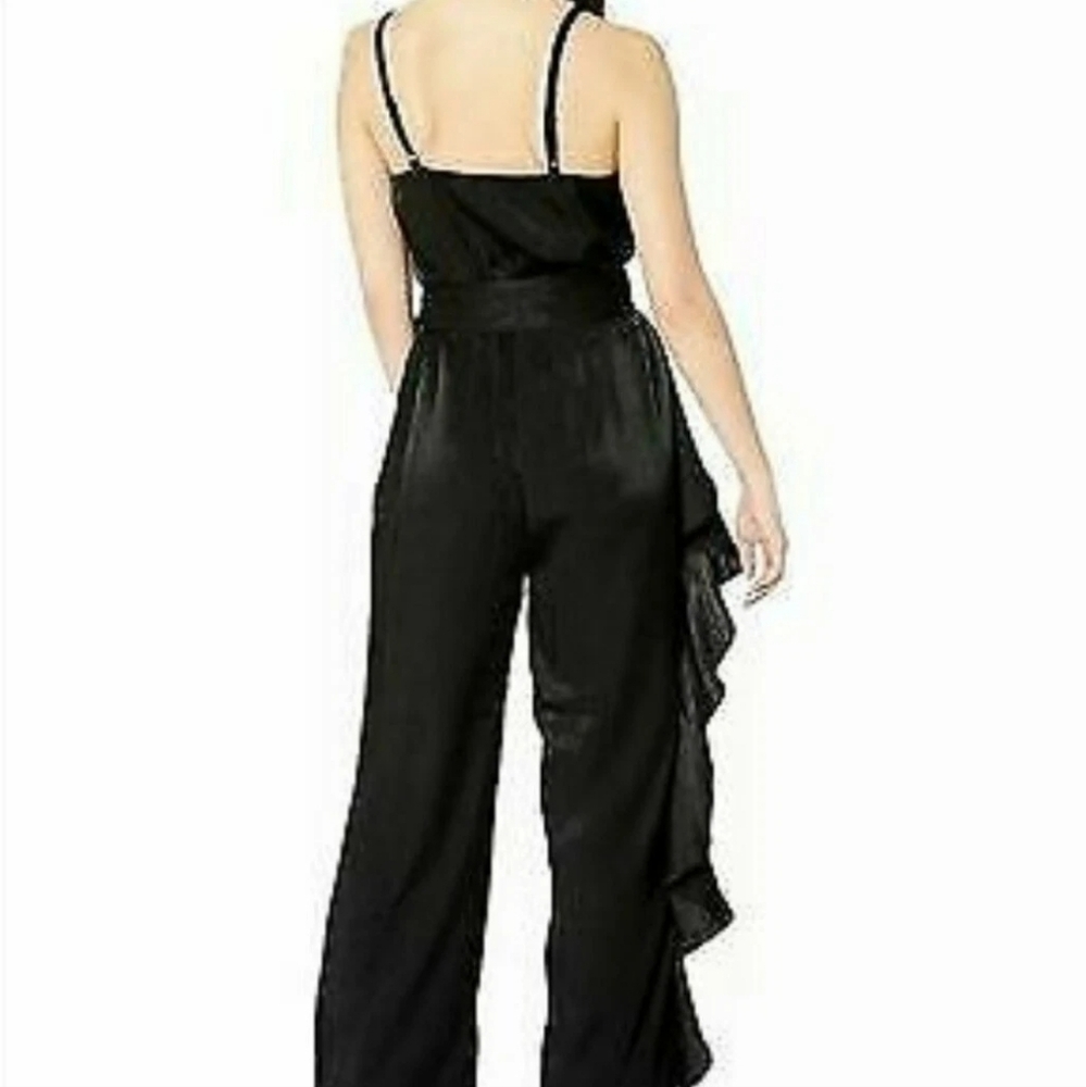 Ali & Jay Name of Love Ruffle Wrap Jumpsuit Black Large Wide Leg Flowy - Picture 4 of 13
